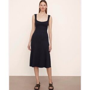 Vince Rib Scoop Neck Camisole Dress in Navy Blue